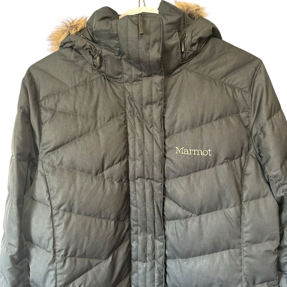 Marmot Varma 700 Long M901070 Down Puffer Fur Hood Jacket Coat XL - Picture 4 of 8